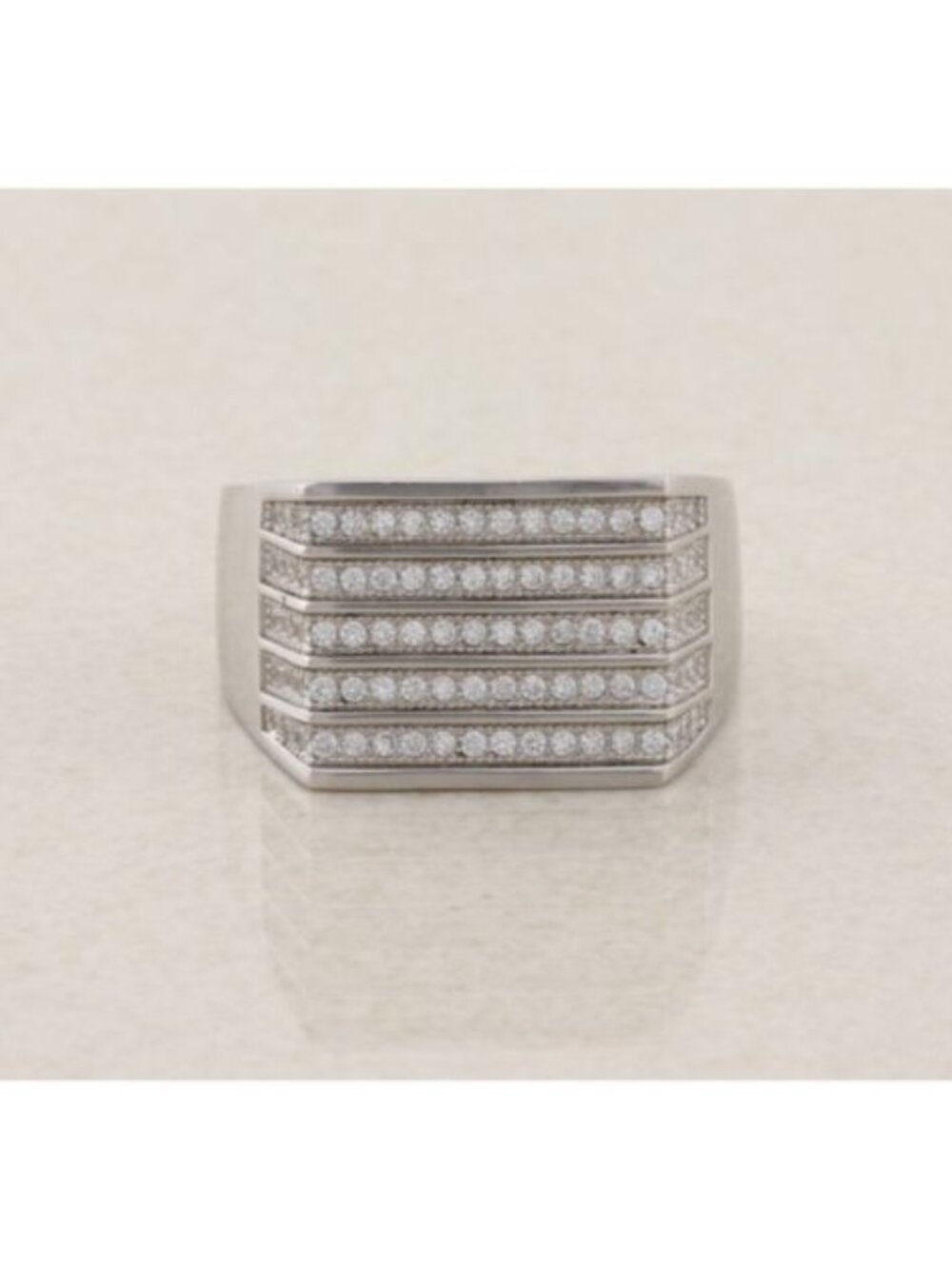Men's Sterling Silver Sparkly Cubic Zirconia Ring Size 9 3/4